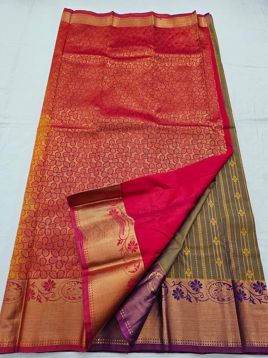 Maroon And Brown Kanchipuram Pure Silk Sarees – Kanchipuram Lakshaya Silks