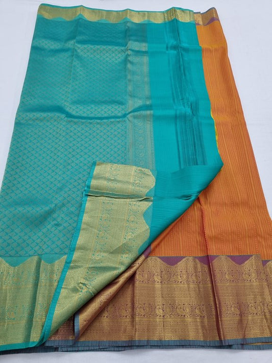 Pure Gold And Black Kanchipuram Pure Silk Sarees – Kanchipuram Lakshaya Silks