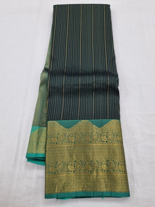 Yellow And Green Kanchipuram Pure Silk Saree With Temple Border – Kanchipuram Lakshaya Silks