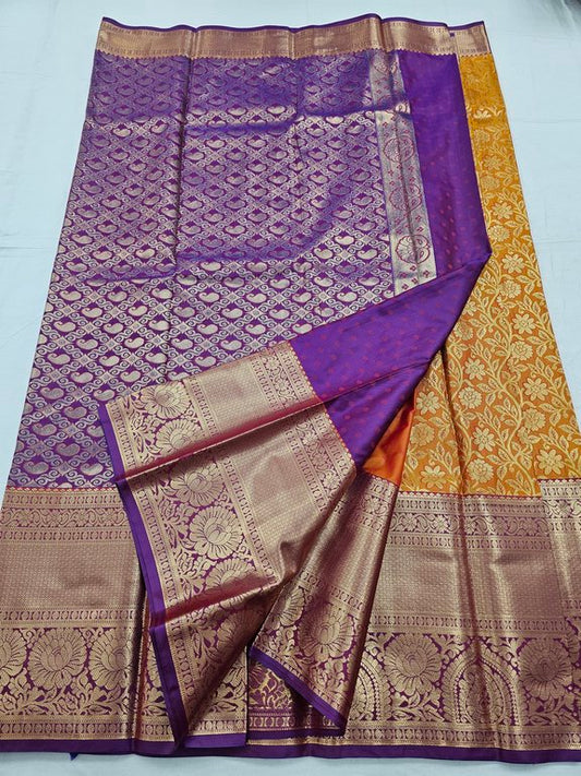 Maroon And Gold Kanchipuram Pure Silk Saree With Temple Border – Kanchipuram Lakshaya Silks