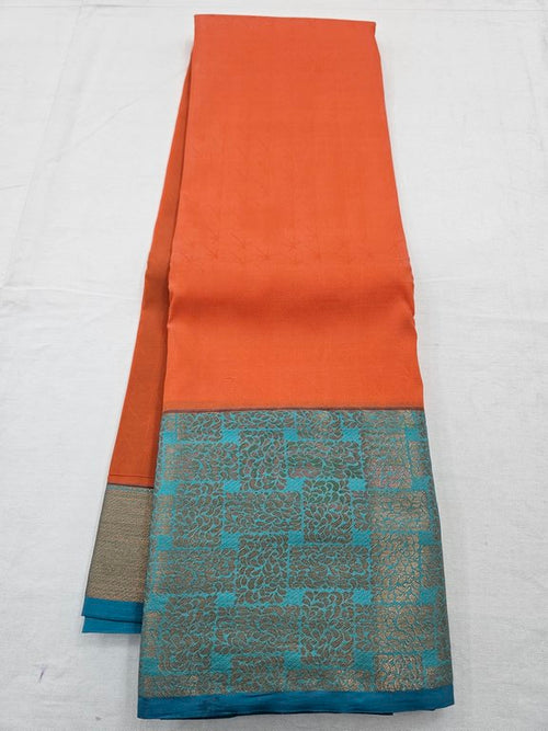 Red And Orange Kanchipuram Pure Silk Saree With Paisley – Kanchipuram Lakshaya Silks