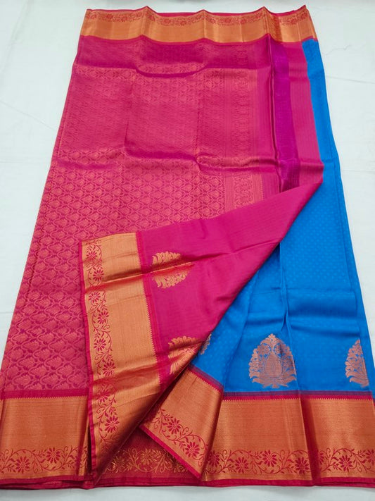 Maroon And Light Blue Kanchipuram Pure Silk Saree – Kanchipuram Lakshaya Silks