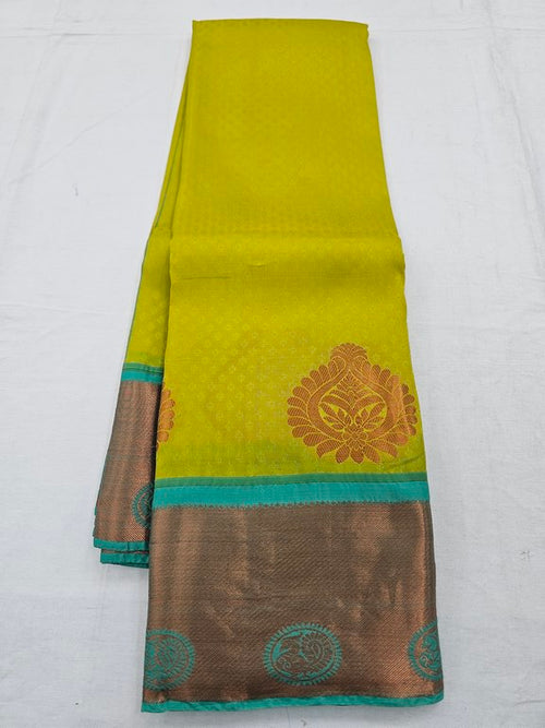 Yellow And Green Kanchipuram Pure Silk Saree – Kanchipuram Lakshaya Silks