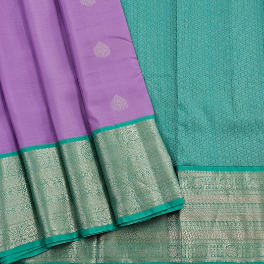 Pure Fancy Silk, Soft Satin Blends, Lightweight Fancy Weaves Purple And Light Blue Kanchipuram Pure Silk Sarees – Kanchipuram Lakshaya Silks
