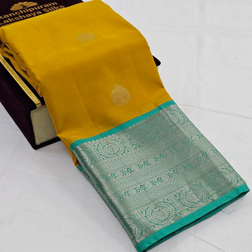Yellow And Maroon Kanchipuram Pure Silk Saree With Light Paisley Pattern – Kanchipuram Lakshaya Silks
