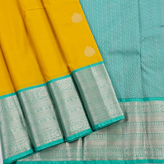 Yellow And Maroon Kanchipuram Pure Silk Saree With Light Paisley Pattern – Kanchipuram Lakshaya Silks
