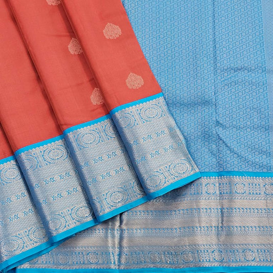 Red And Blue Kanchipuram Pure Silk Saree With Traditional Motif – Kanchipuram Lakshaya Silks