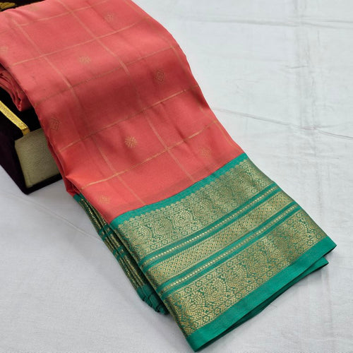 Red And Green Kanchipuram Pure Silk Saree With Gold Zari Work – Kanchipuram Lakshaya Silks