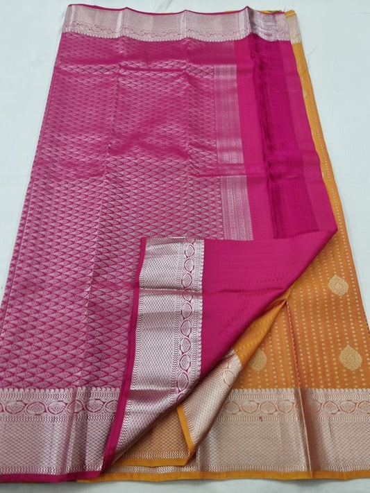 Orange And Gold Kanchipuram Pure Silk Sarees – Kanchipuram Lakshaya Silks