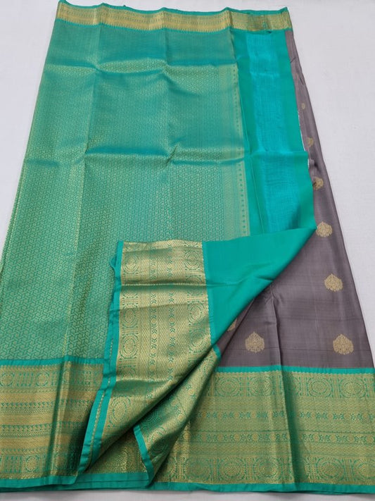 Teal And Gold Kanchipuram Pure Silk Saree – Kanchipuram Lakshaya Silks