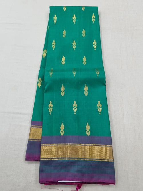 Blue And Yellow Kanchipuram Pure Silk Saree With Floral – Kanchipuram Lakshaya Silks