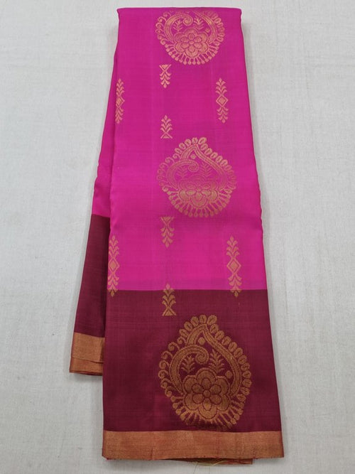 Rose Pink And Maroon Kanchipuram Pure Silk Sarees – Kanchipuram Lakshaya Silks