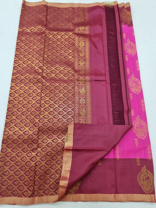 Rose Pink And Maroon Kanchipuram Pure Silk Sarees – Kanchipuram Lakshaya Silks