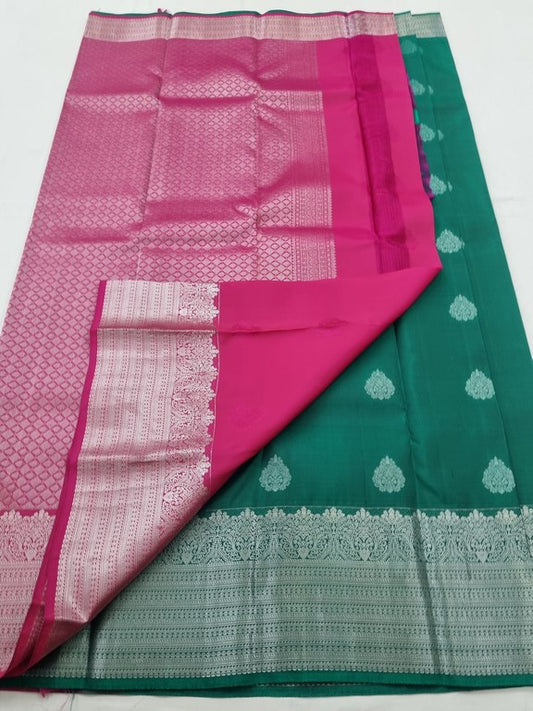 Rani Pink And Rani Pink Kanchipuram Pure Silk Saree With Handloom – Kanchipuram Lakshaya Silks