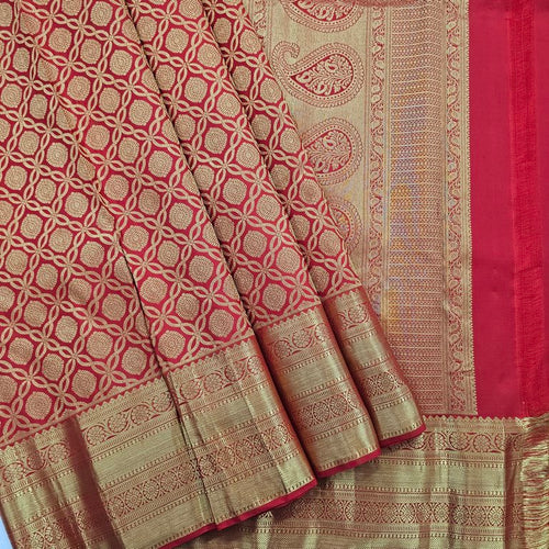Maroon And Gold Kanchipuram Pure Silk Saree With Rich Pallu – Kanchipuram Lakshaya Silks
