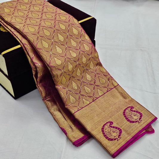 Kanchipuram Traditional Pure Handloom Tissue Silk Saree 029
