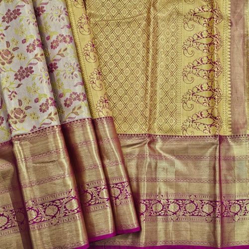 Soft Pastel And Elegant Floral Kanchipuram Pure Silk Sarees – Kanchipuram Lakshaya Silks