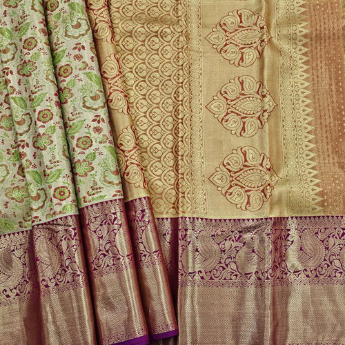 Pastel Green and Multicolour Kanchipuram Pure Silk Saree – Kanchipuram Lakshaya Silks