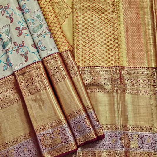 Kanchipuram Traditional Pure Handloom Tissue Silk Saree 008