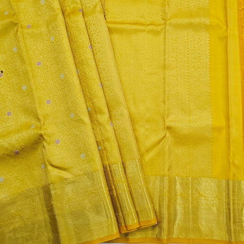 Golden Yellow Kanchipuram Pure Silk Saree – Kanchipuram Lakshaya Silks