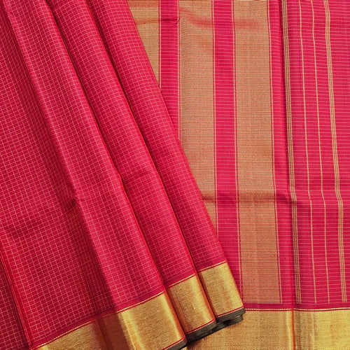 Bridal Pinkish-Red Kanchipuram Pure Silk Saree – Kanchipuram Lakshaya Silks