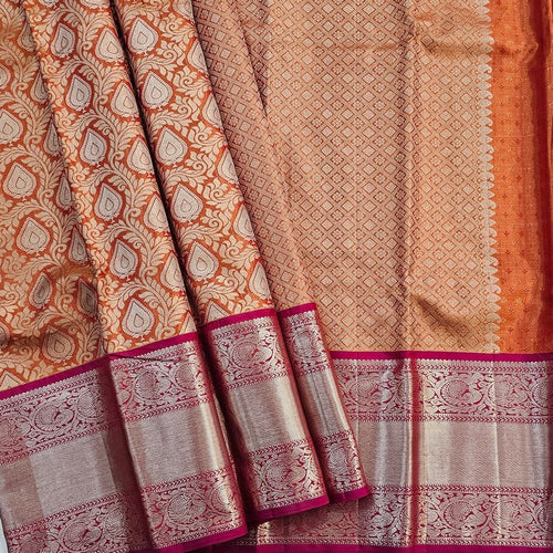Cream And Pink Kanchipuram Pure Silk Saree 017 – Kanchipuram Lakshaya Silks