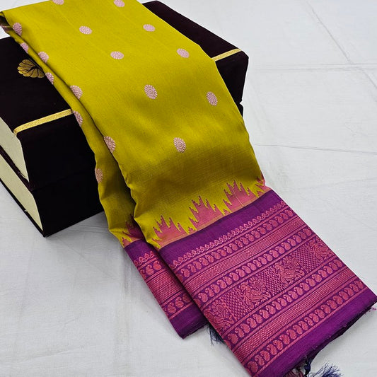 Kanchipuram Pure Handloom Traditional Korvai Fancy Silk Saree 010