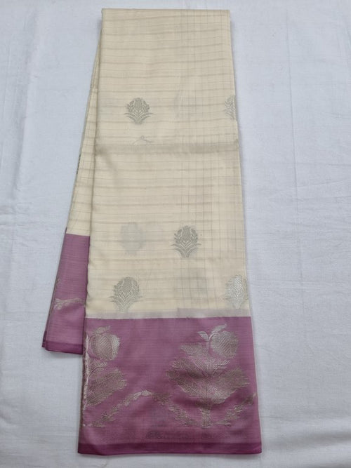 Gold And Pink Kanchipuram Pure Silk Saree With Temple Border – Kanchipuram Lakshaya Silks
