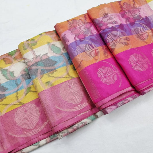 Kanchipuram Blended Semi Tissue Poochampalli Silk Saree 523