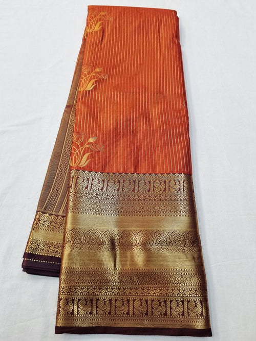 Trending Rust Orange Bridal Silk Sarees 160 – Kanchipuram Lakshaya Silks