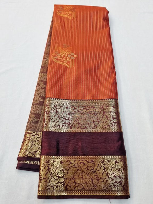 Trending Rust Orange Bridal Silk Sarees 161
