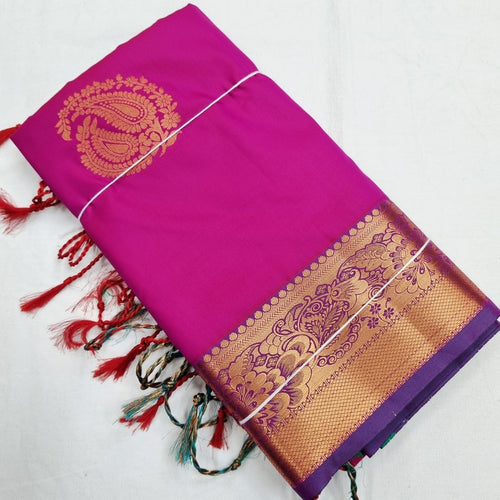 Kanchipuram Blended Trendy Fancy Soft Silk Saree 717 – Kanchipuram Lakshaya Silks