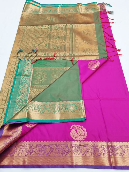 Kanchipuram Blended Trendy Fancy Soft Silk Saree 717 – Kanchipuram Lakshaya Silks