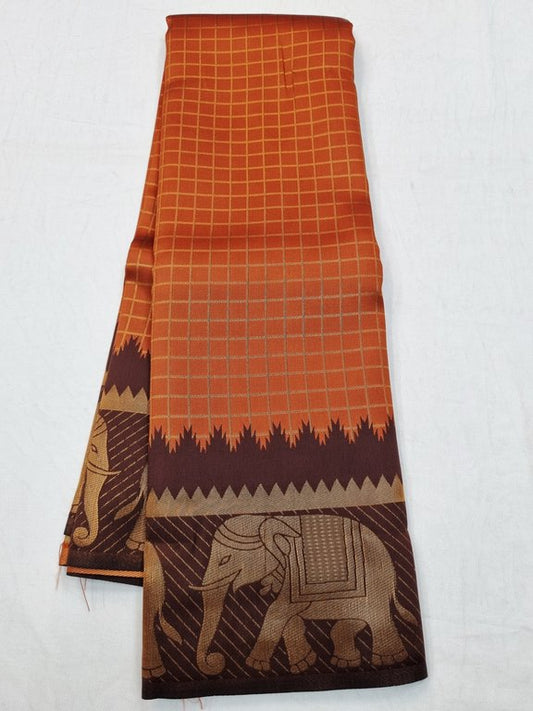 Trendy Rust Orange Fancy Silk Saree 753