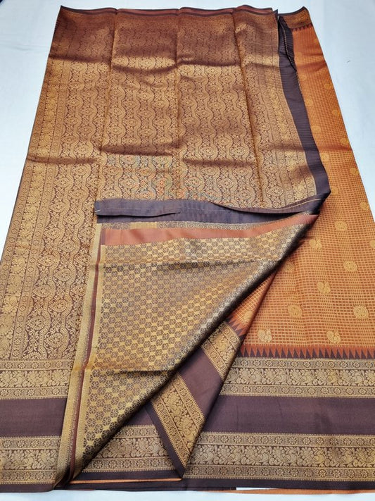 Trendy Rust Orange Fancy Silk Saree 754