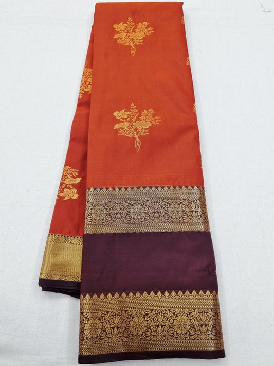 Trending Rust Orange Silk Sarees(Gap Border)200