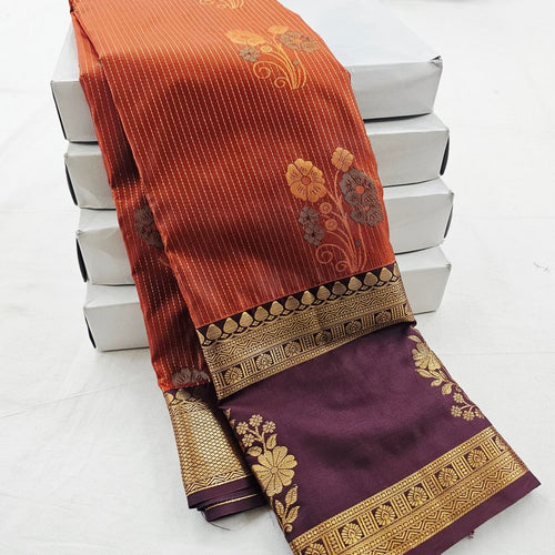 Trendy Rust Orange Vaira Oosi Silk Sarees 172 – Kanchipuram Lakshaya Silks