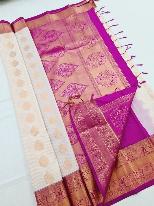 Kanchipuram Blended Korvai Soft Silk Sarees 350 – Kanchipuram Lakshaya Silks