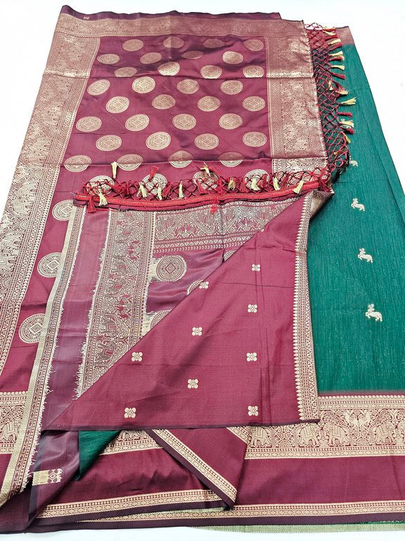 Kanchipuram Blended Korvai Soft Silk Sarees 1228