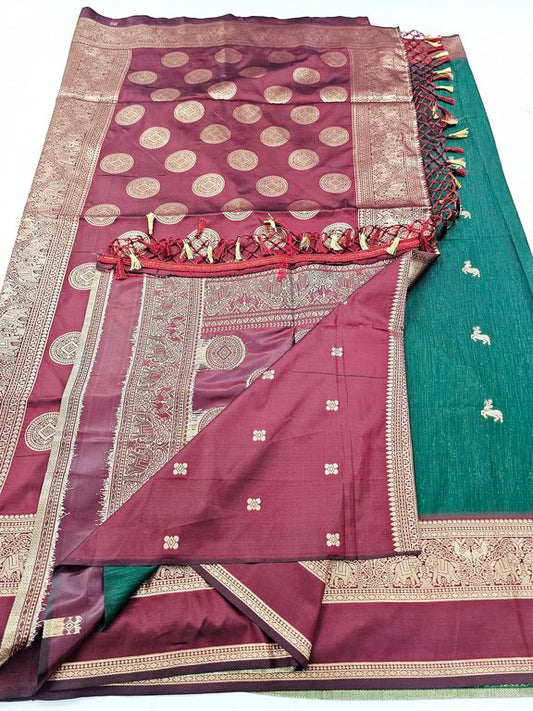 Kanchipuram Blended Korvai Soft Silk Sarees 1228 – Kanchipuram Lakshaya Silks