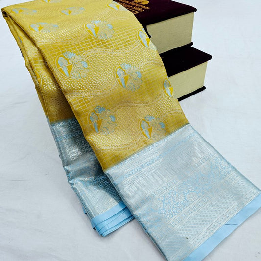 Kanchipuram Blended Floral Tissue Bridal Silk Sarees 011