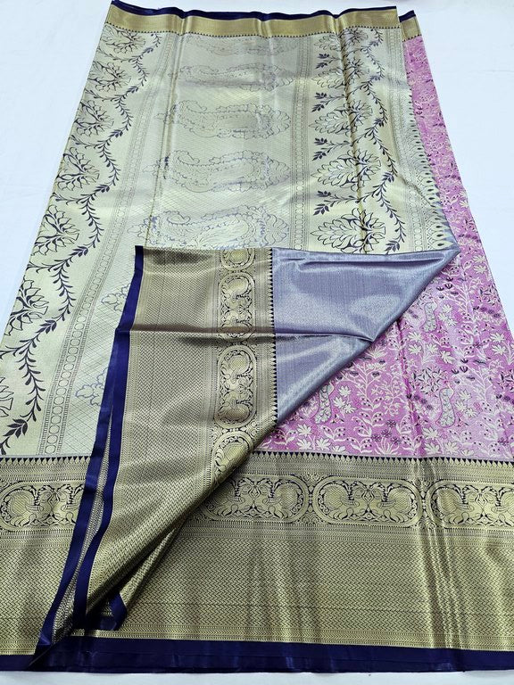 Kanchipuram Blended Floral Tissue Bridal Silk Sarees 012