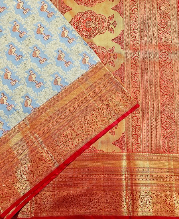 Trendy Kanchipuram Blended Vintage Bridal Silk Sarees 015