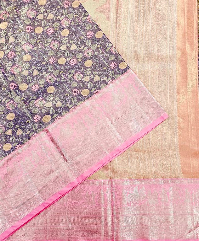 Trendy Kanchipuram Blended Vintage Tissue Bridal Silk Sarees 031