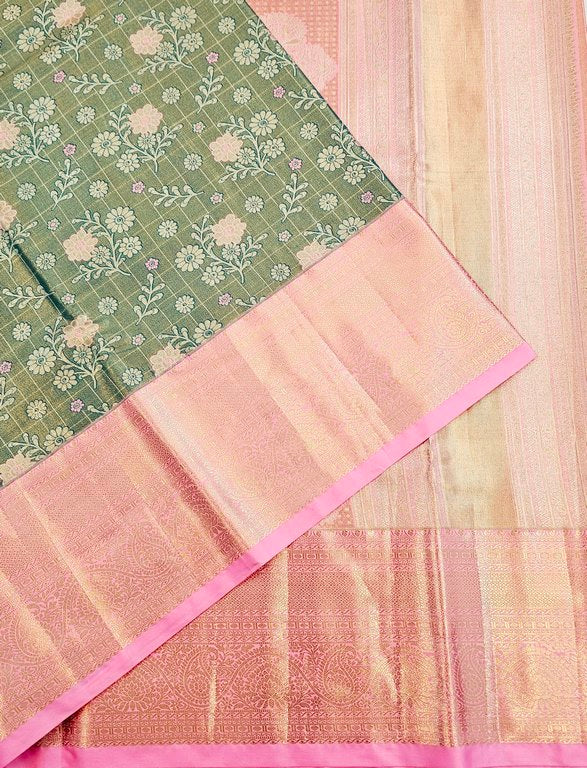 Trendy Kanchipuram Blended Vintage Tissue Bridal Silk Sarees 038