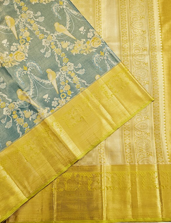 Trendy Kanchipuram Blended Vintage Tissue Bridal Silk Sarees 042
