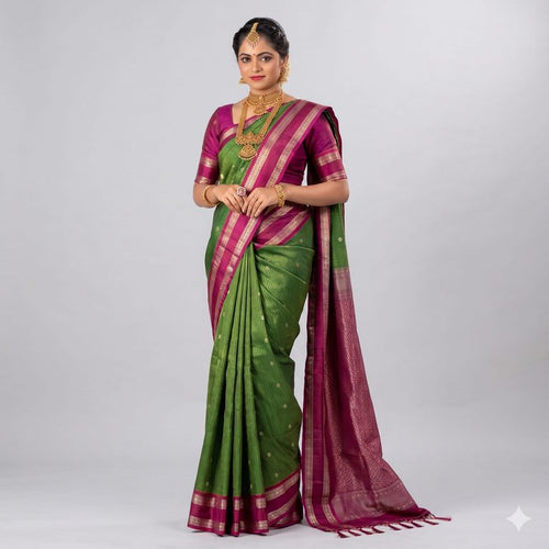 Exclusive Pure Kanchipuram Oosi-Checked Korvai Silksarees 007