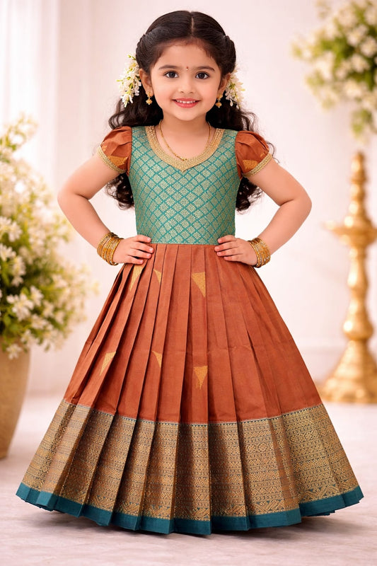 Premium Kids Lehenga Choli – Pure Kanchipuram Silk (Size: 0 - 3 years age)
