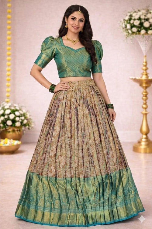 Premium Kanchipuram Pure Silk Lehenga Choli – Traditional Festive Wear (Size: 36 - 40) – Kanchipuram Lakshaya Silks