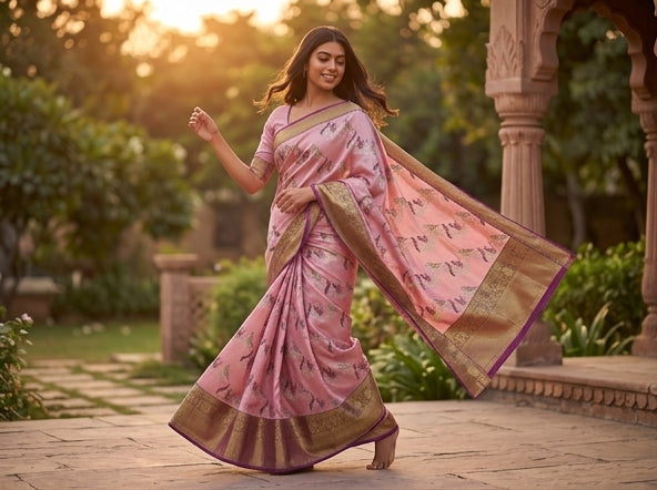 Kanchipuram Blended Floral Tissue Bridal Silk Sarees 010